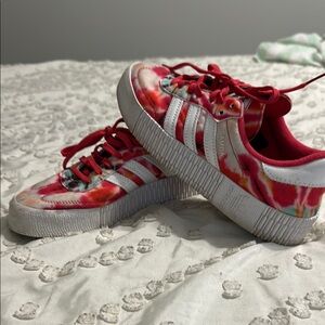Adidas Women's Red Tie-Dye Sneakers